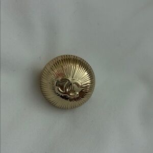 CHANEL Gold-Tone Circular Brooch